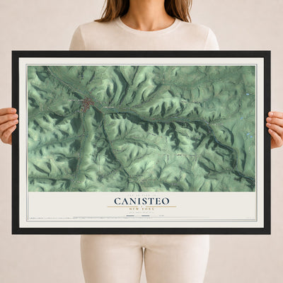 Canisteo, New York map print, 18" x 24" W/ Black Ayous Wood Frame mockup