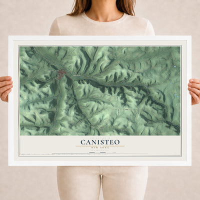 Canisteo, New York map print, 18" x 24" W/ White Ayous Wood Frame mockup