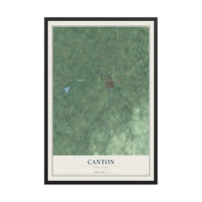 Canton, New York map print, 12" x 18" W/ Black Ayous Wood Frame mockup