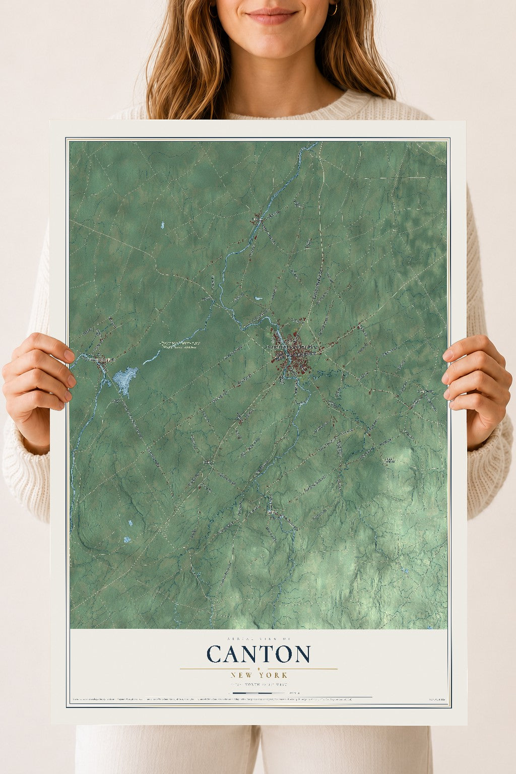 Canton, New York map print, 18" x 24" Archival Matte Print mockup