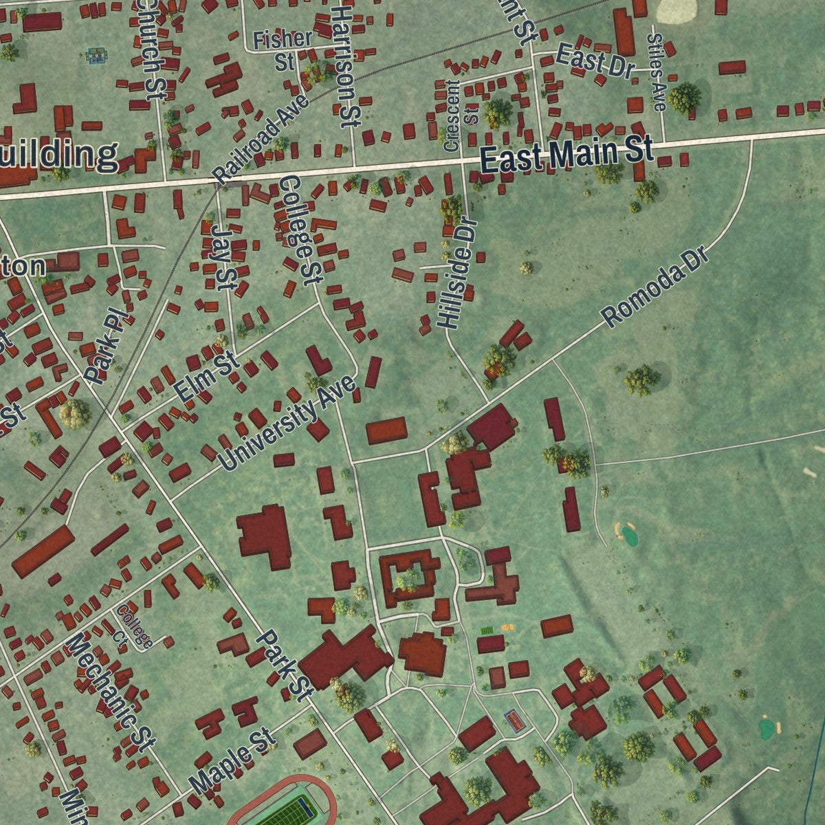 Close-up 1 of the Canton, New York map artwork