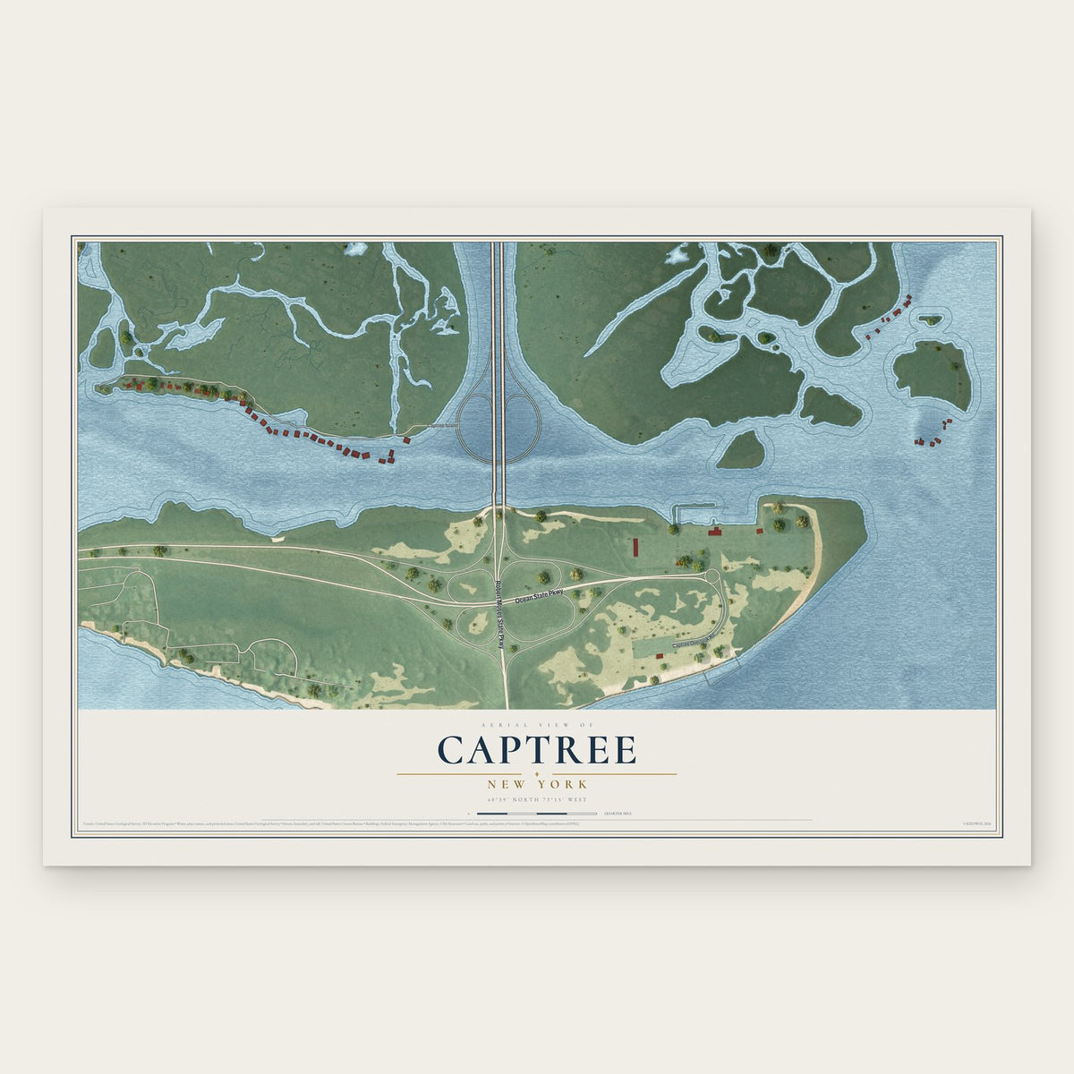 Captree, New York map print, the full design