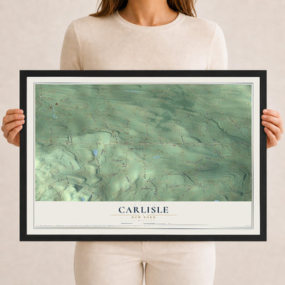 Carlisle, New York map print, 12" x 18" W/ Black Ayous Wood Frame mockup