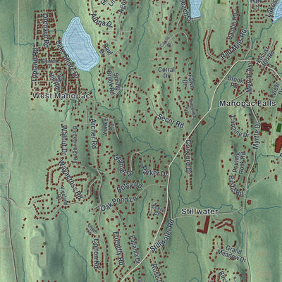 Close-up 2 of the Carmel, New York map artwork
