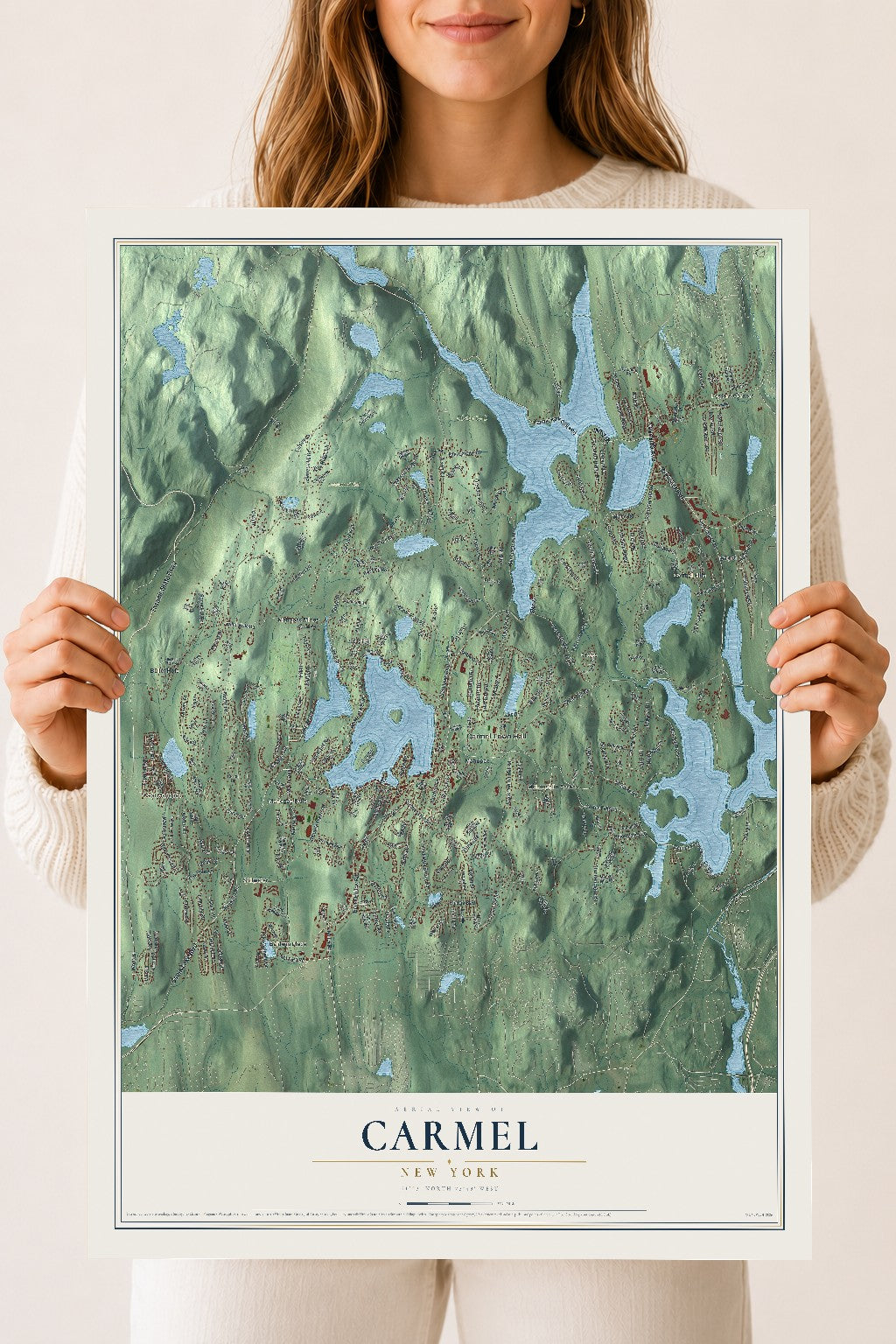 Carmel, New York map print, 18" x 24" Archival Matte Print mockup