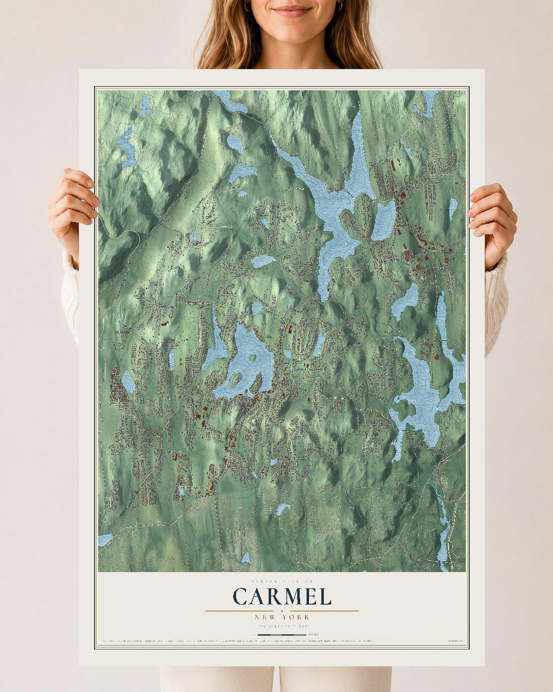 Carmel, New York map print, 24" x 36" Archival Matte Print mockup