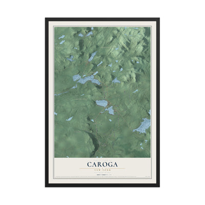 Caroga, New York map print, 12" x 18" W/ Black Ayous Wood Frame mockup