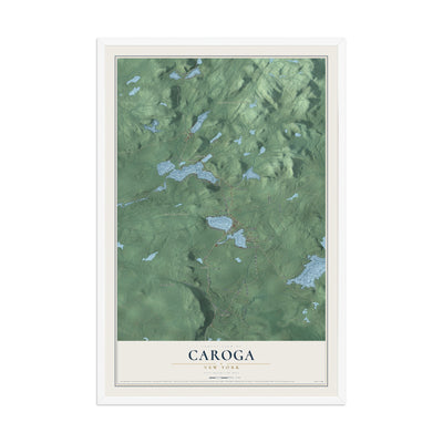 Caroga, New York map print, 12" x 18" W/ White Ayous Wood Frame mockup