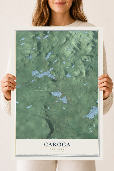 Caroga, New York map print, 18" x 24" Archival Matte Print mockup