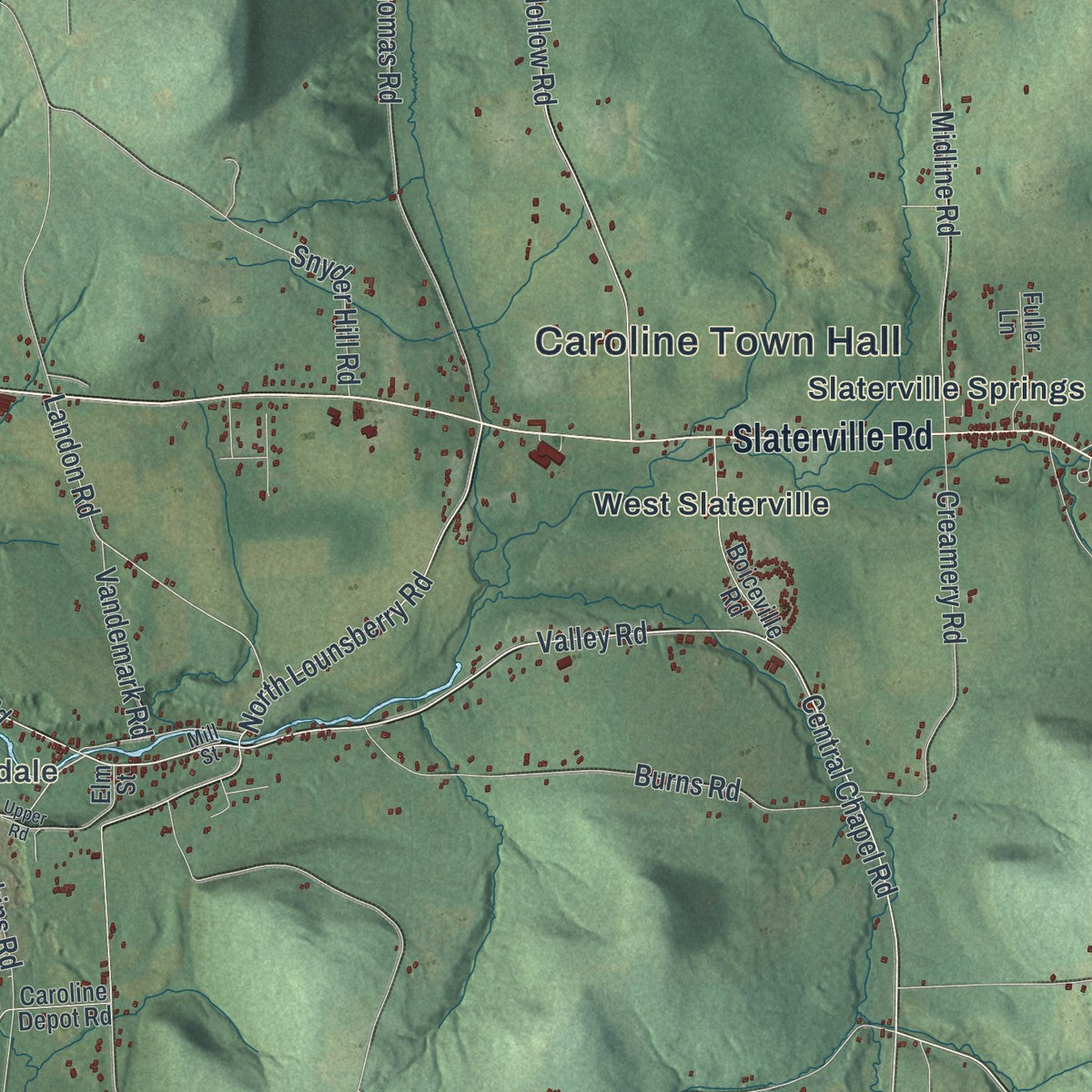 Close-up 1 of the Caroline, New York map artwork