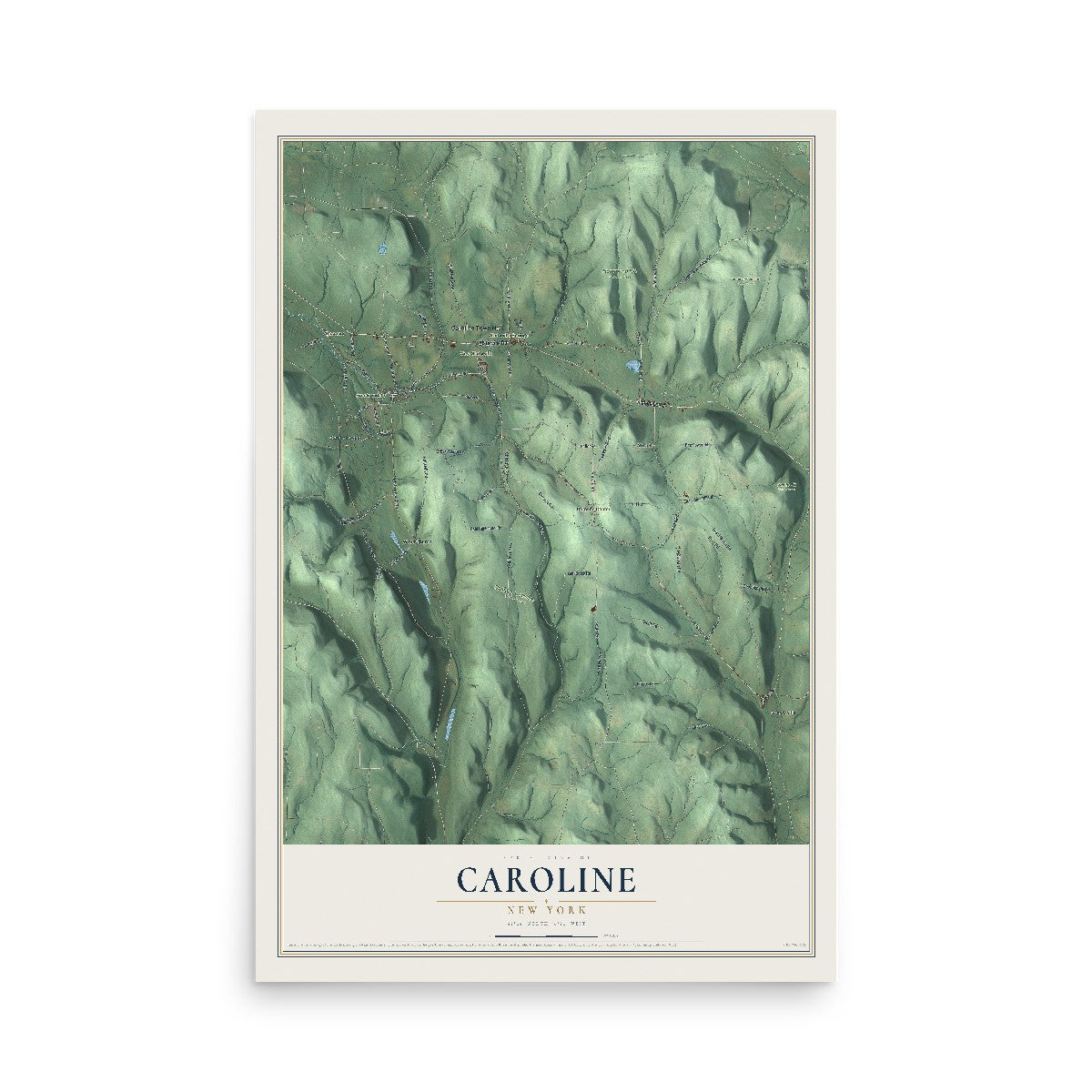 Caroline, New York map print, 12" x 18" Archival Matte Print mockup