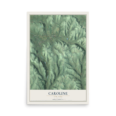 Caroline, New York map print, 12" x 18" Archival Matte Print mockup
