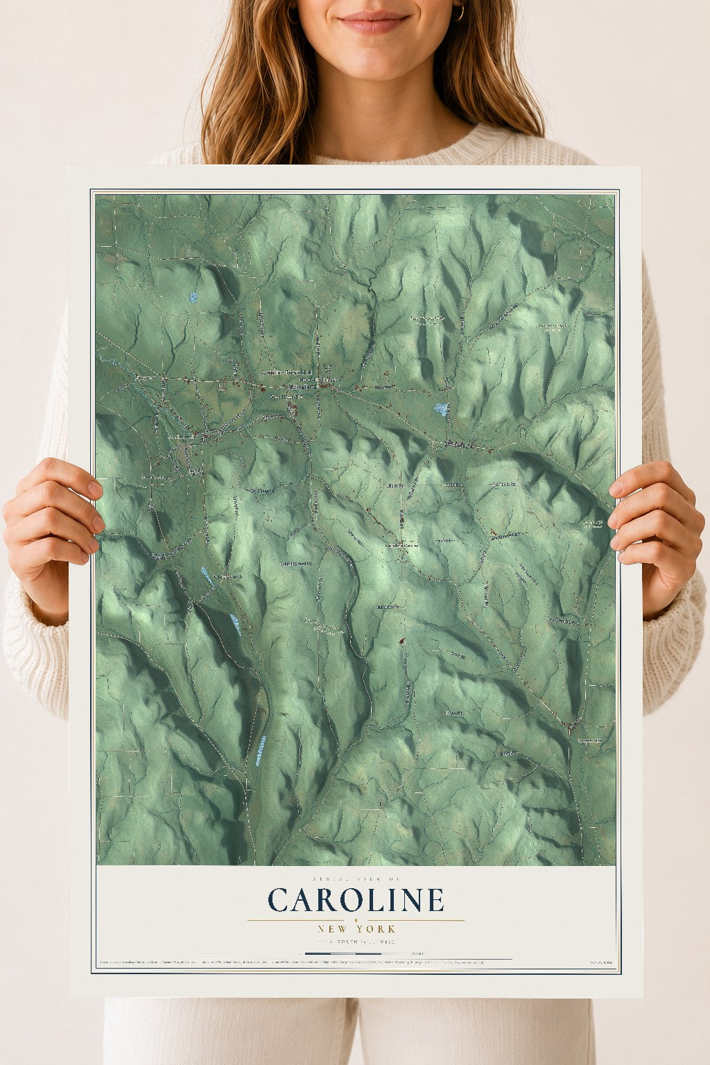 Caroline, New York map print, 18" x 24" Archival Matte Print mockup
