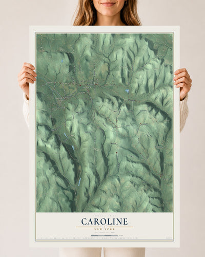 Caroline, New York map print, 24" x 36" Archival Matte Print mockup