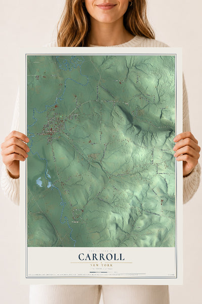 Carroll, New York map print, 18" x 24" Archival Matte Print mockup