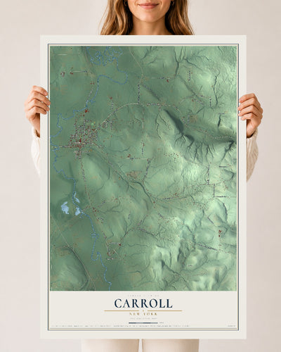 Carroll, New York map print, 24" x 36" Archival Matte Print mockup