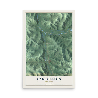 Carrollton, New York map print, 12" x 18" Archival Matte Print mockup
