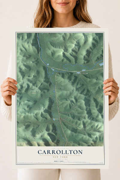 Carrollton, New York map print, 18" x 24" Archival Matte Print mockup