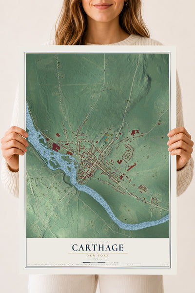 Carthage, New York map print, 18" x 24" Archival Matte Print mockup