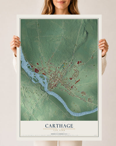 Carthage, New York map print, 24" x 36" Archival Matte Print mockup