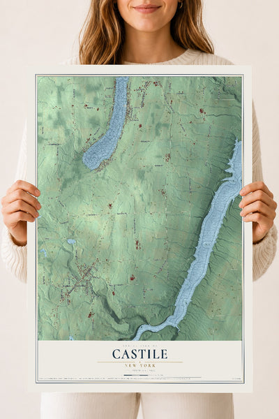 Castile, New York map print, 18" x 24" Archival Matte Print mockup