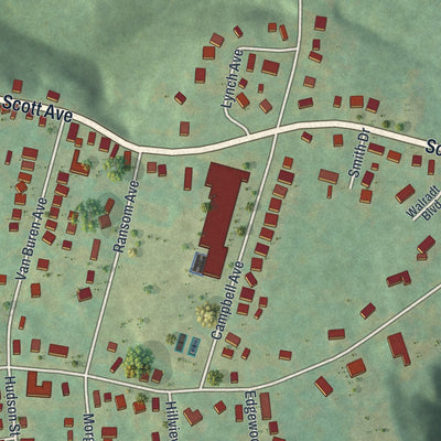 Close-up of the map of Castleton-on-Hudson, New York print showing street and building detail