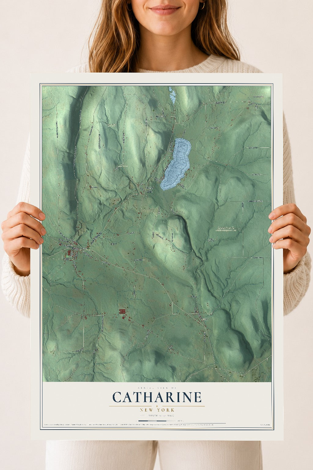 Catharine, New York map print, 18" x 24" Archival Matte Print mockup