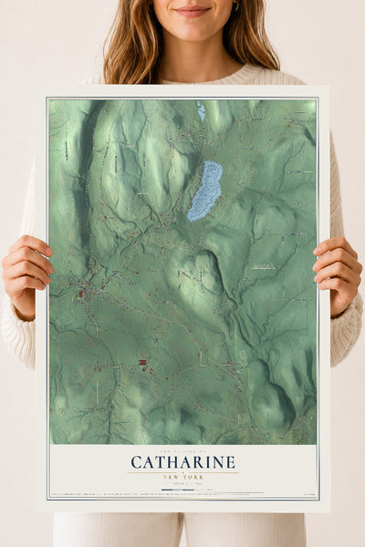 Catharine, New York map print, 18" x 24" Archival Matte Print mockup