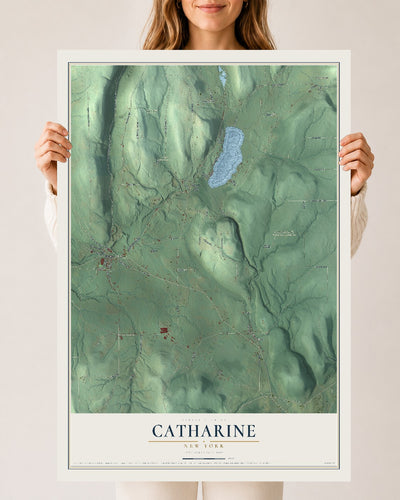 Catharine, New York map print, 24" x 36" Archival Matte Print mockup