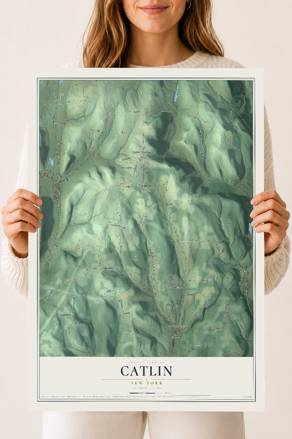 Catlin, New York map print, 18" x 24" Archival Matte Print mockup