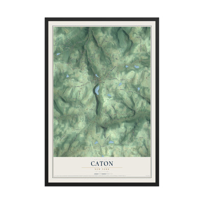 Caton, New York map print, 12" x 18" W/ Black Ayous Wood Frame mockup