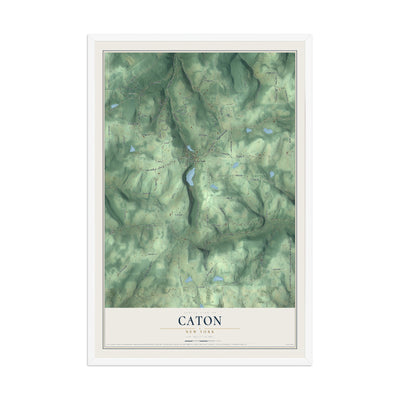Caton, New York map print, 12" x 18" W/ White Ayous Wood Frame mockup
