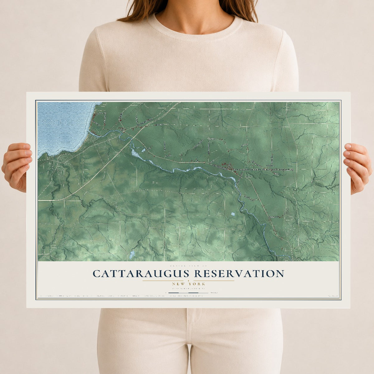 Cattaraugus Reservation, New York map print, 12" x 18" Archival Matte Print mockup