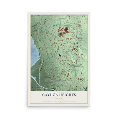Cayuga Heights, New York map print, 12" x 18" Archival Matte Print mockup