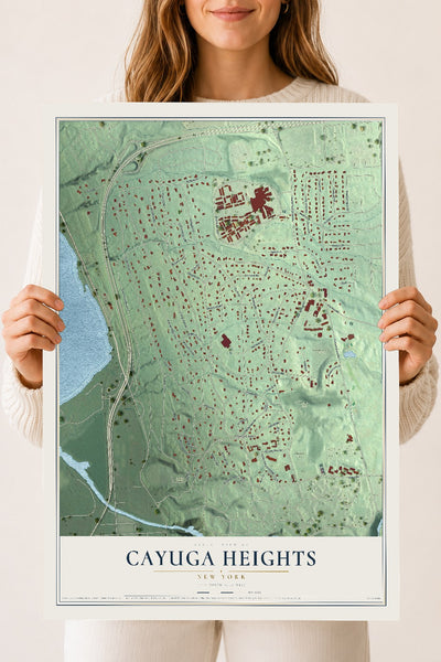 Cayuga Heights, New York map print, 18" x 24" Archival Matte Print mockup
