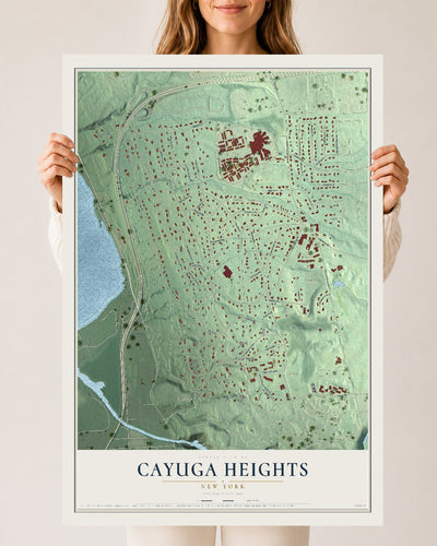 Cayuga Heights, New York map print, 24" x 36" Archival Matte Print mockup
