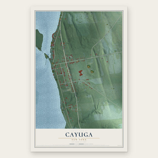 Cayuga, New York map print, the full design