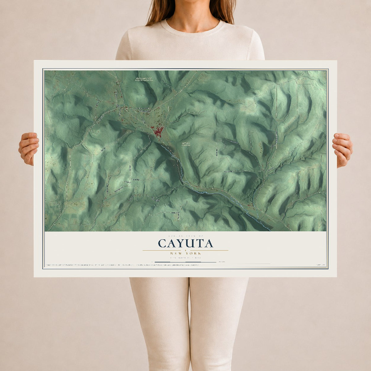 Cayuta, New York map print, 24" x 36" Archival Matte Print mockup