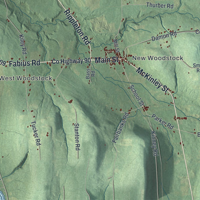 Close-up 2 of the Cazenovia, New York map artwork