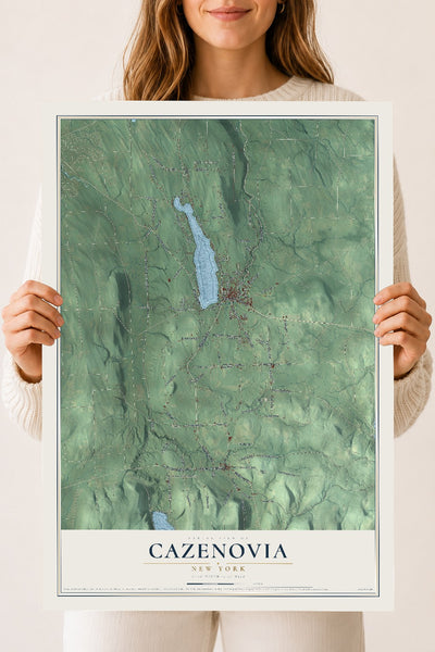 Cazenovia, New York map print, 18" x 24" Archival Matte Print mockup
