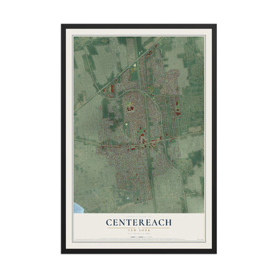 Centereach, New York map print, 12" x 18" W/ Black Ayous Wood Frame mockup