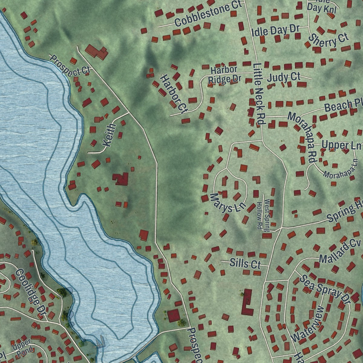 Close-up 2 of the Centerport, New York map artwork
