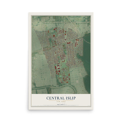 Central Islip, New York map print, 12" x 18" Archival Matte Print mockup