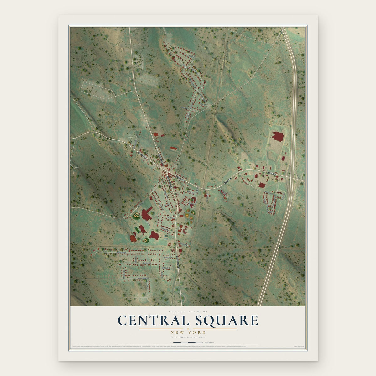 Central Square, New York map print, the full design