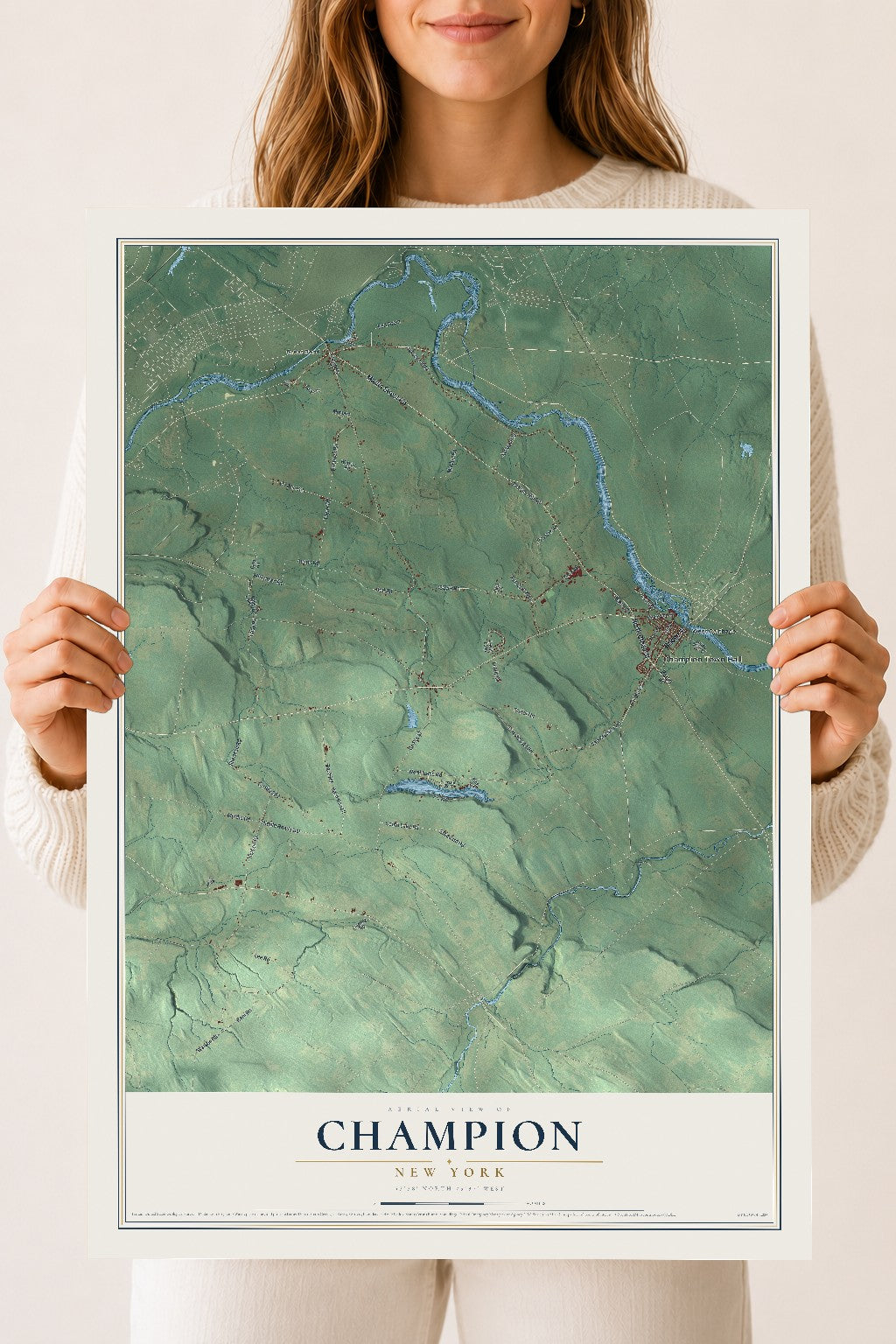 Champion, New York map print, 18" x 24" Archival Matte Print mockup