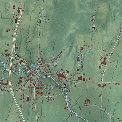 Close-up 2 of the Champlain, New York map artwork