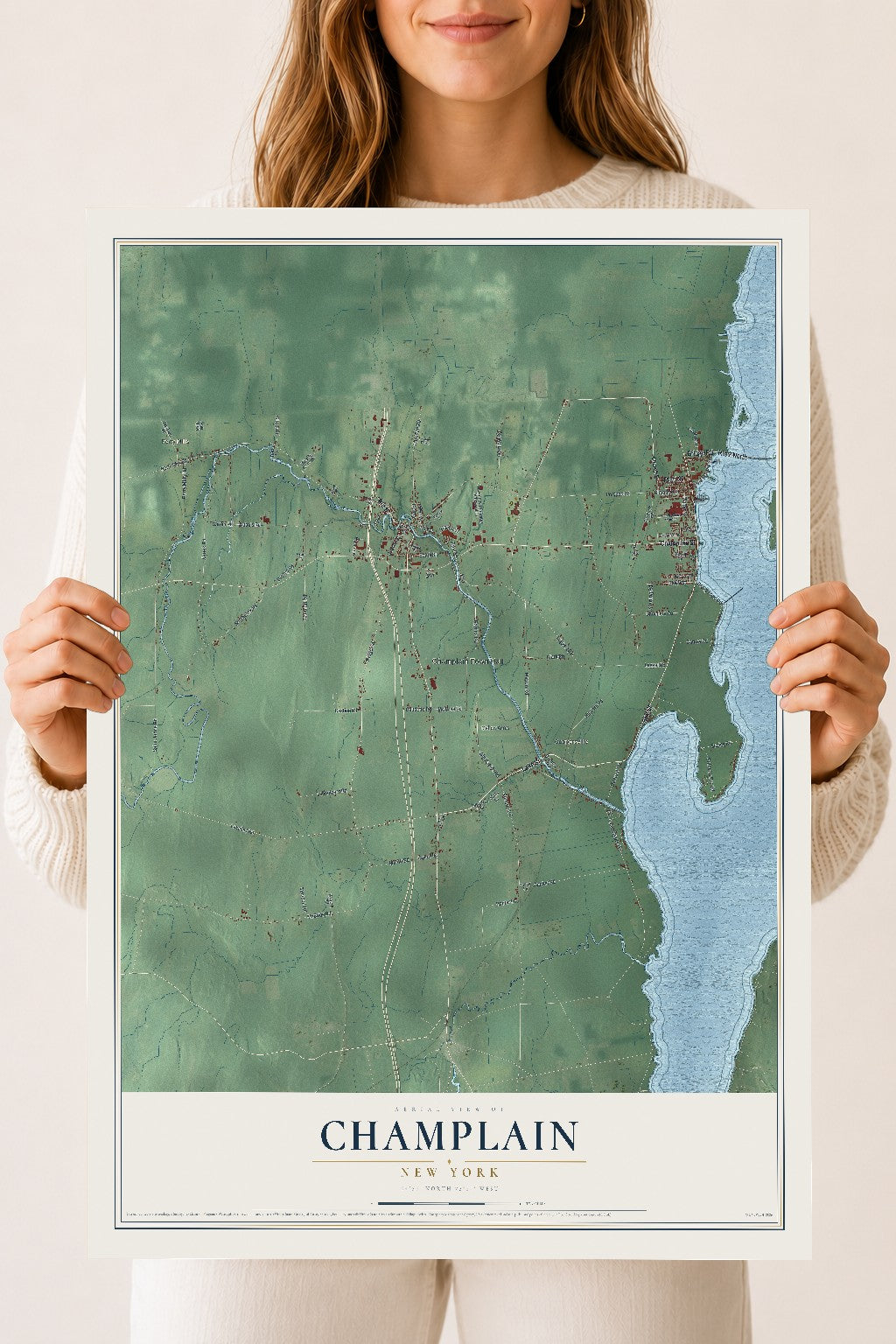 Champlain, New York map print, 18" x 24" Archival Matte Print mockup