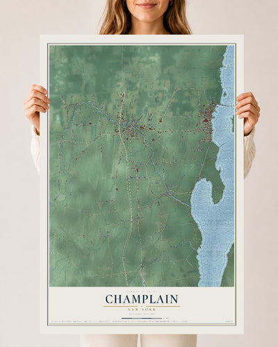 Champlain, New York map print, 24" x 36" Archival Matte Print mockup