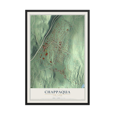 Chappaqua, New York map print, 12" x 18" W/ Black Ayous Wood Frame mockup