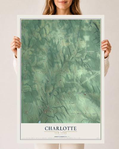 Charlotte, New York map print, 24" x 36" Archival Matte Print mockup